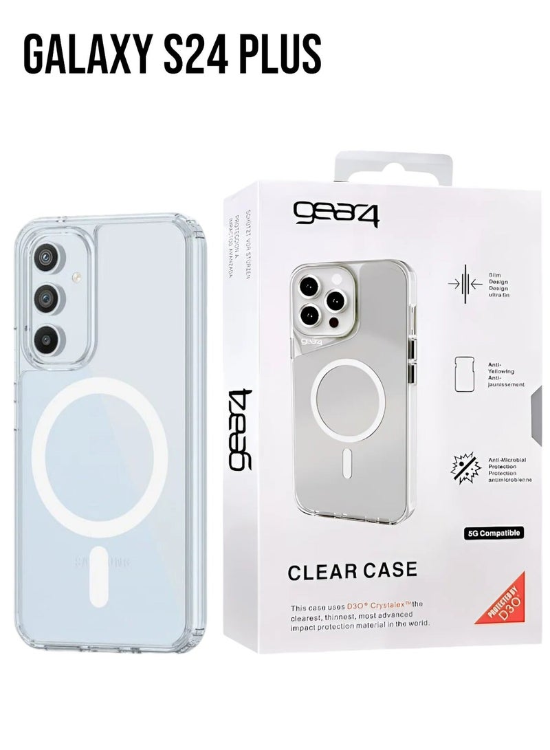 Gear4 Samsung Galaxy S24 Plus Shockproof Case, Magnetic Anti-Scratch Protective Cover Supports Wireless Charging MageSafe, Made of High Quality TPU - Clear - Image 2